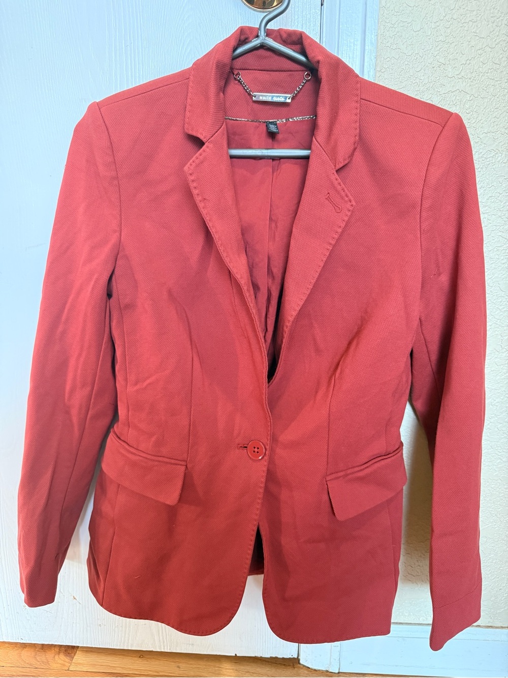 White House Black Market Women's Brick-Red Single-Button Blazer